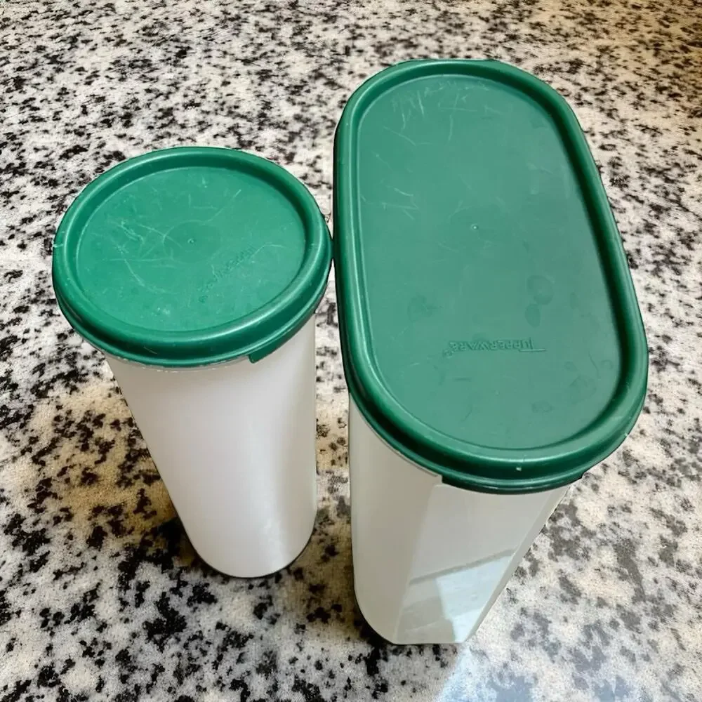 Tupperware Modular Mates #4 Hunter Green 1614 1643 Food Storage Lot x2 Vintage